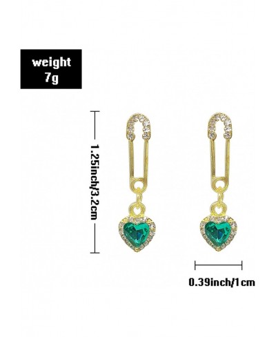 Elegant 925 Sterling Silver Rhinestone Heart Earrings Gold Shiny Drop Dangle Earrings Statement Jewelry for Women Girls Valen...