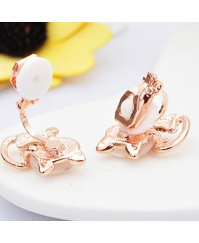 Clip On Earrings Cute Cat Dangle Earrings White Created Eye Stone Gold Plated Wedding for Women $15.63 Clip-Ons