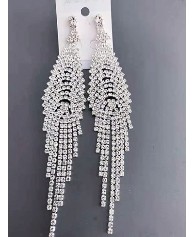 Wedding CZ Fringe Drop Dangle Statement Earrings for Women Girls Bridals Cubic Zirconia Tassel Crystal Chain Dropping Hook St...