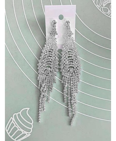 Wedding CZ Fringe Drop Dangle Statement Earrings for Women Girls Bridals Cubic Zirconia Tassel Crystal Chain Dropping Hook St...