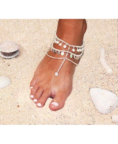 Beaded Bracelets Tassel Layered Ankle Chain Sequin Beach Foot Jewelry Anklets for Women and Girls(Silver) $8.86 Anklets