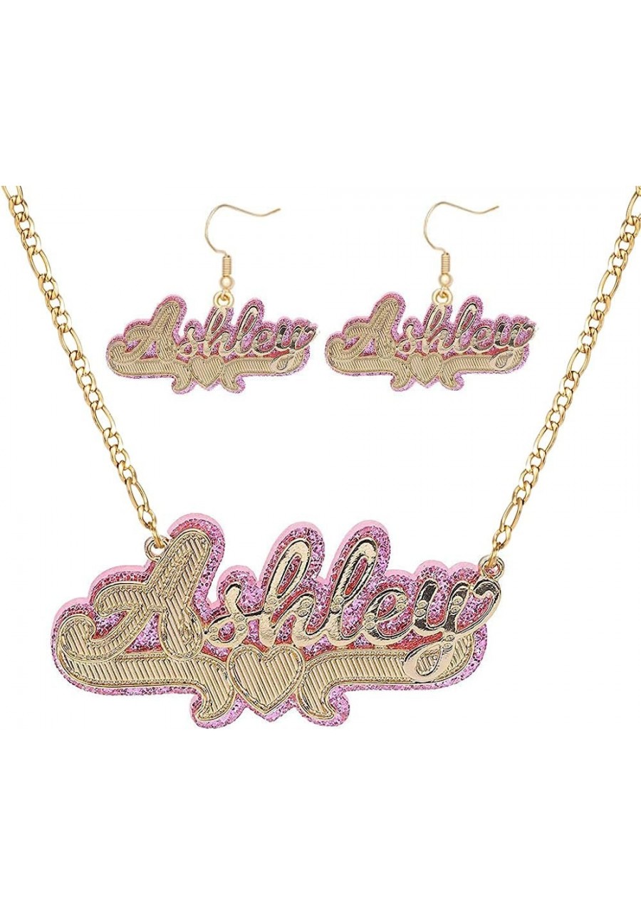 Personalized Custom Name Necklace Double Nameplate Acrylic board Made Any Name Dazzling and Stunning $52.56 Jewelry Sets