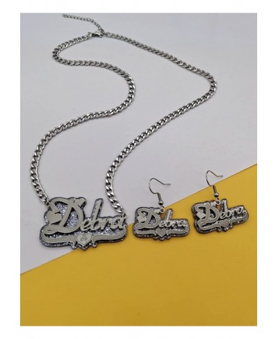 Personalized Custom Name Necklace Double Nameplate Acrylic board Made Any Name Dazzling and Stunning $52.56 Jewelry Sets