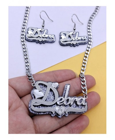 Personalized Custom Name Necklace Double Nameplate Acrylic board Made Any Name Dazzling and Stunning $52.56 Jewelry Sets