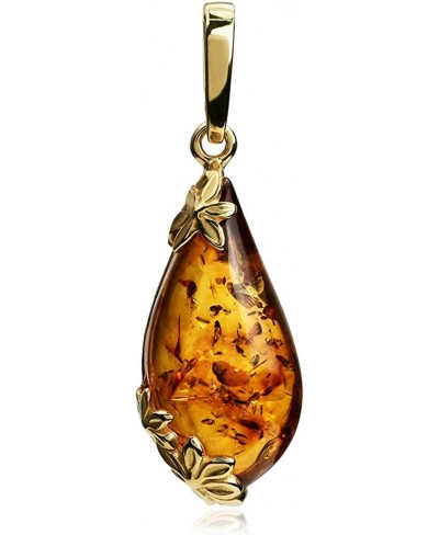 Amber Gold Plated Sterling Silver Pendant $33.59 Pendants & Coins