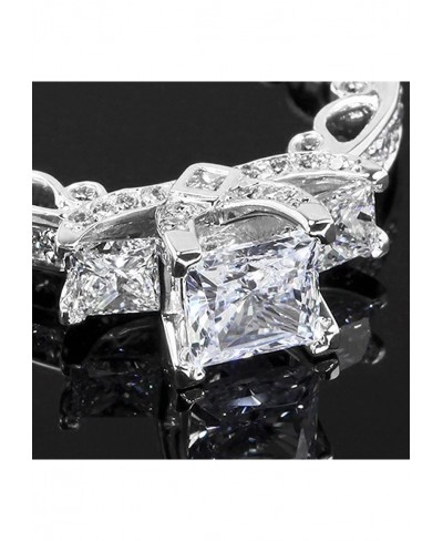 Cushion Cut Simulated Diamond Ring for Women Zircon Ring Engagement Wedding Band CZ (Silver 8) $9.74 Wedding Bands