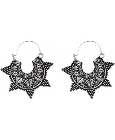 Vintage Tibetan Alloy Pentagram Craving Dangle Drop Hook Earrings for Women Girls Gift $9.31 Drop & Dangle