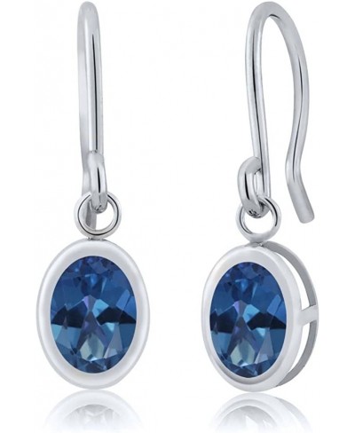 925 Sterling Silver Royal Blue Mystic Topaz Fench Wire Earrings For Women (1.90 Ct Oval 7X5MM) $19.26 Drop & Dangle