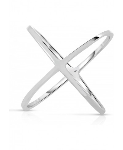 925 Solid Sterling Silver Crisscross "X" Platinum Plated Long Designer Ring. $39.80 Statement