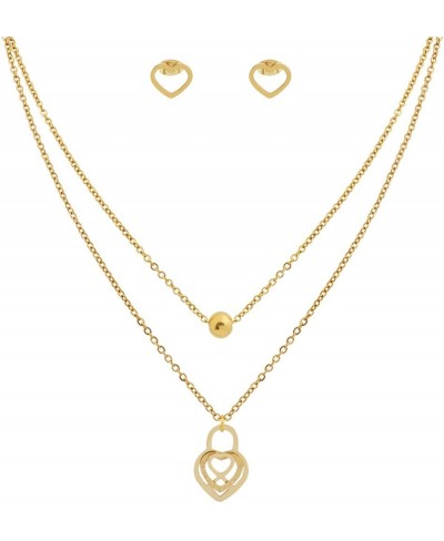 Women Girls Heart Pendant Necklace and Earring Set $19.03 Jewelry Sets