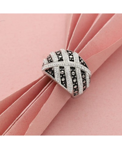 Ring for Women Big Preppy with Simulated Diamond CZ Luxury Stainless Steel Model with Rightstones $5.95 Statement