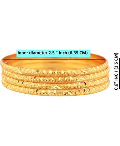 Indian Bangle Set Gold Tone Plain Glossy Engraved Bracelet Bangle Jewelry for Women $20.15 Bangle