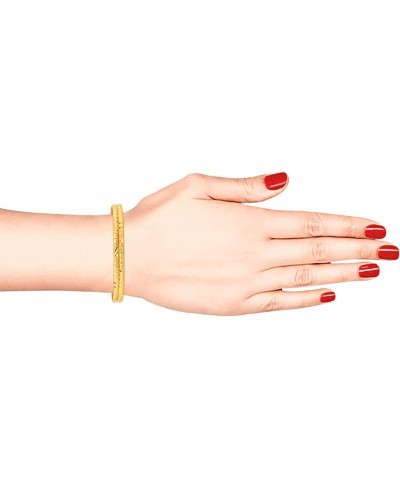 Indian Bangle Set Gold Tone Plain Glossy Engraved Bracelet Bangle Jewelry for Women $20.15 Bangle