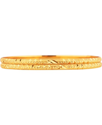 Indian Bangle Set Gold Tone Plain Glossy Engraved Bracelet Bangle Jewelry for Women $20.15 Bangle