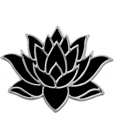 10K Gold Color Cute White Enamel Lotus Pin and Brooch(Black Silver) $15.27 Brooches & Pins
