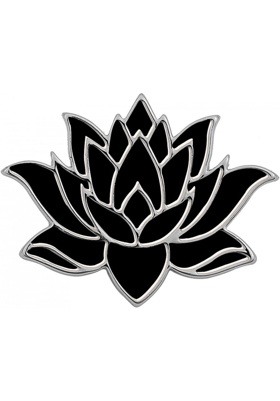 10K Gold Color Cute White Enamel Lotus Pin and Brooch(Black Silver) $15.27 Brooches & Pins