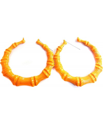 Large Bamboo Orange Hoop Earrings 3.5 Inch Hoop Earrings $10.91 Hoop