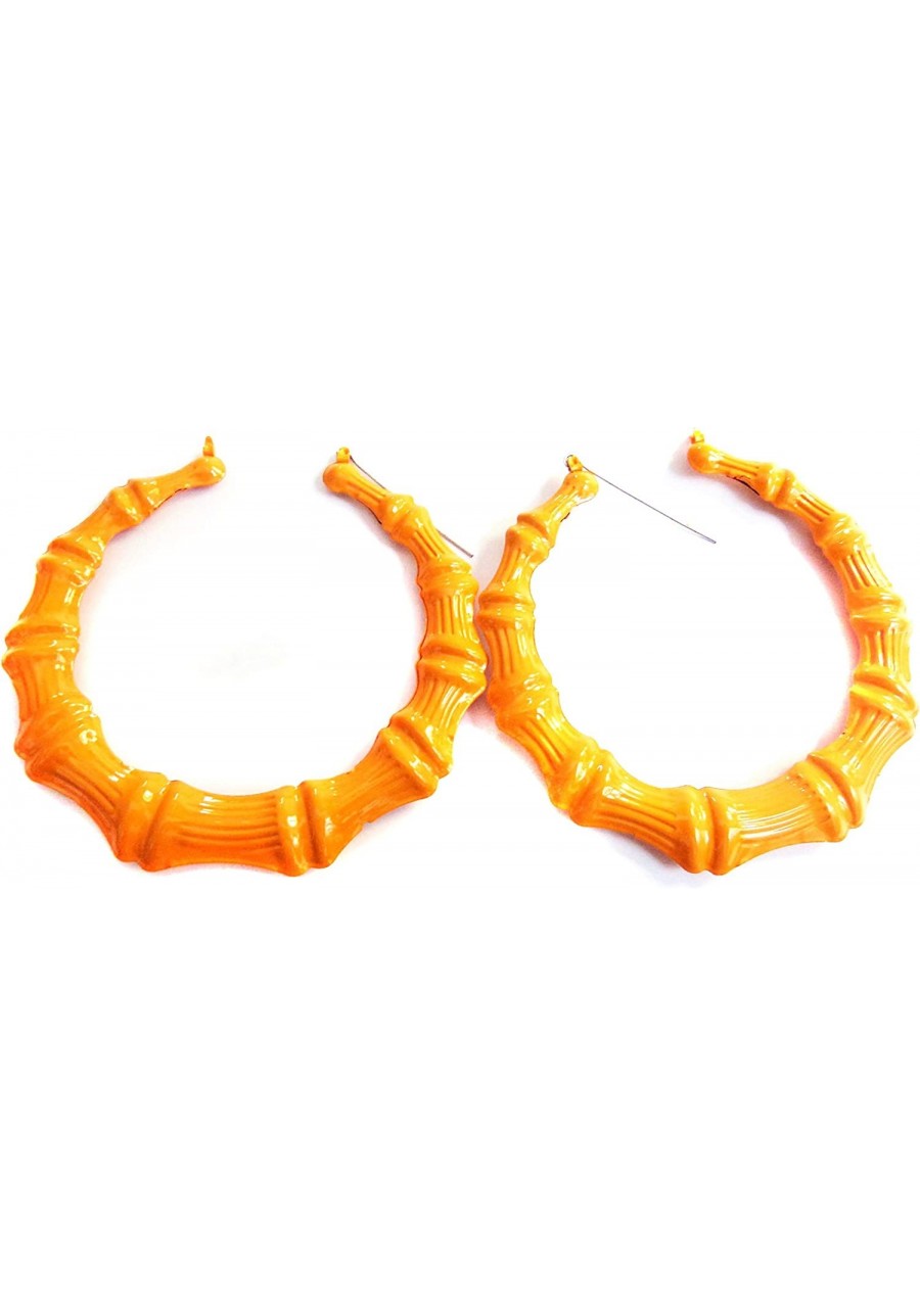 Large Bamboo Orange Hoop Earrings 3.5 Inch Hoop Earrings $10.91 Hoop