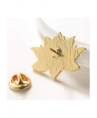 10K Gold Color Cute White Enamel Lotus Pin and Brooch(Black Silver) $15.27 Brooches & Pins