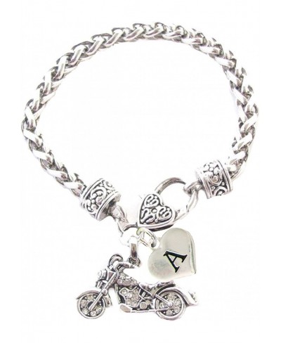 Custom Motorcycle Silver Chain Bracelet Charm $20.98 Link