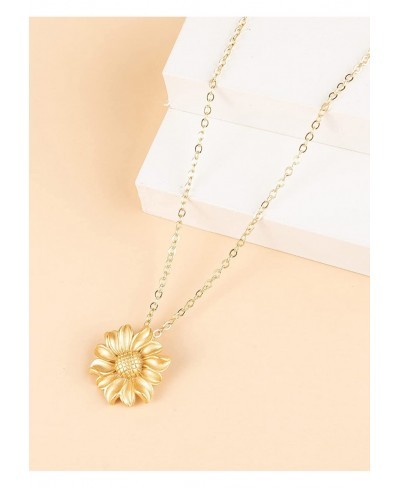 You are My Sunshine 14K Gold Plated Golden Sunflower Pendant Necklace Lightweight Solid Yellow Flower Daisy Chain Necklace fo...