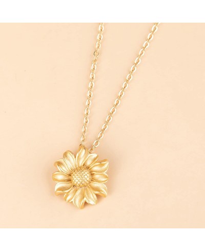 You are My Sunshine 14K Gold Plated Golden Sunflower Pendant Necklace Lightweight Solid Yellow Flower Daisy Chain Necklace fo...