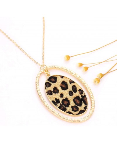 Leopard Necklace Earrings Bangle Bracelets for Women Print Leopard Long Pendant Necklaces Cheetah Drop Earrings Acrylic Hoop ...