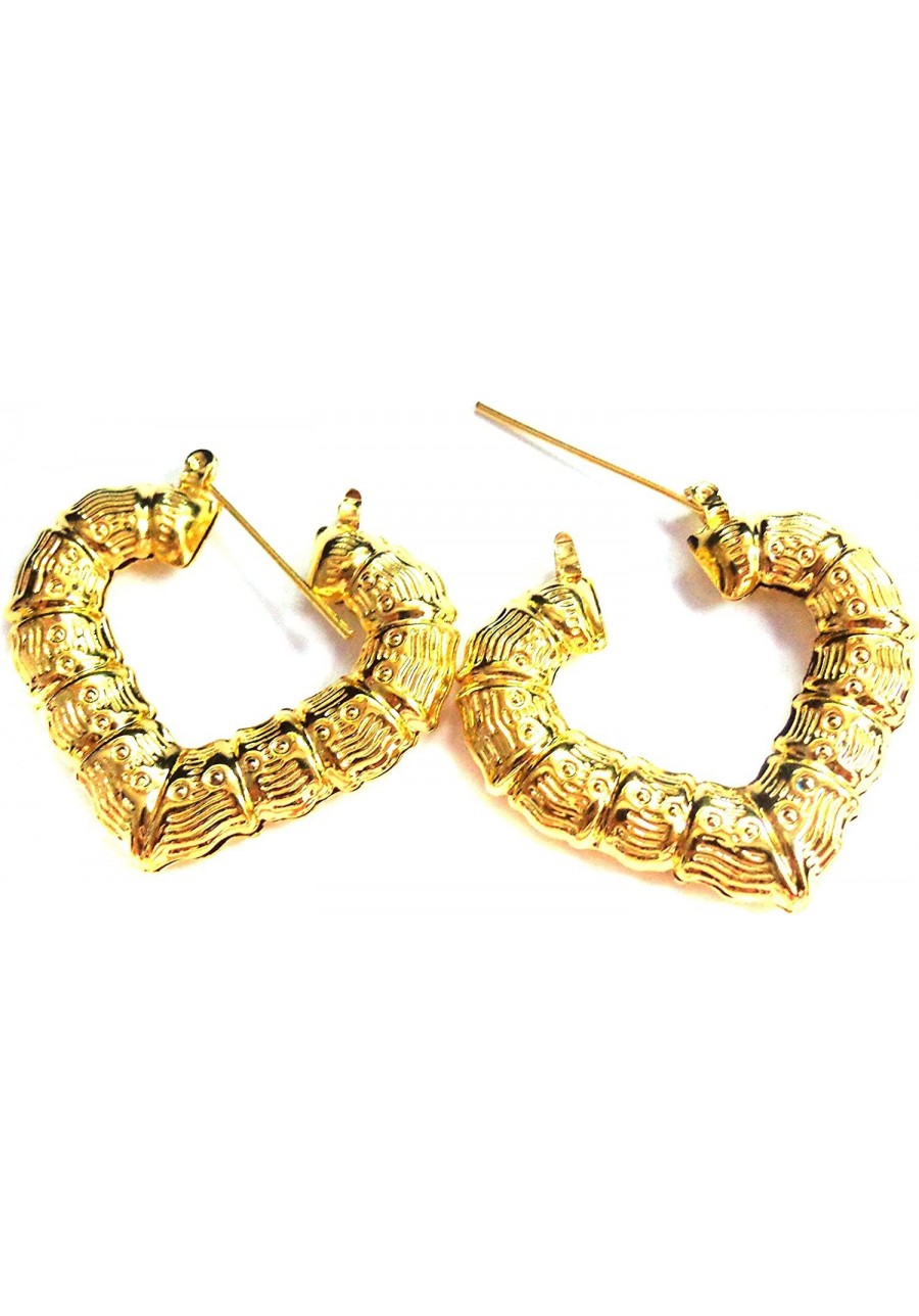 Bamboo Heart Hoop Earrings Gold Tone Earrings 1.5 Inch $11.29 Hoop