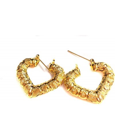 Bamboo Heart Hoop Earrings Gold Tone Earrings 1.5 Inch $11.29 Hoop