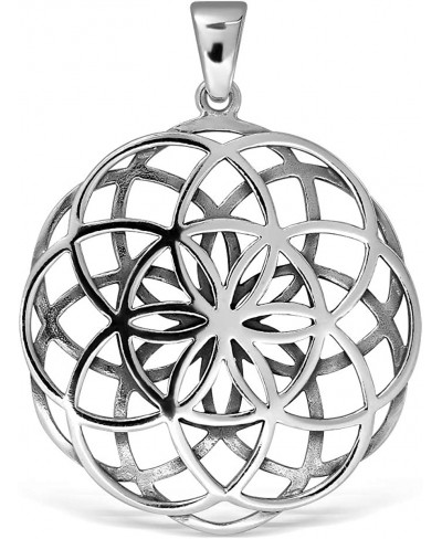 925 Sterling Silver Yoga Chakra Flower of Life Pendant (2 Sides) $37.47 Pendants & Coins