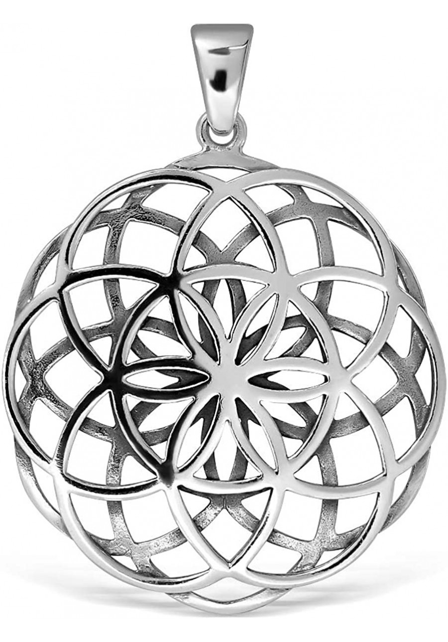 925 Sterling Silver Yoga Chakra Flower of Life Pendant (2 Sides) $37.47 Pendants & Coins