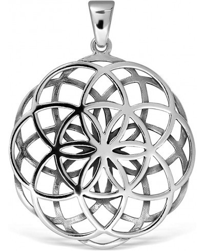 925 Sterling Silver Yoga Chakra Flower of Life Pendant (2 Sides) $37.47 Pendants & Coins