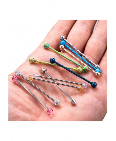 24Pcs 14G Stainless Steel Industrial Barbell Earrings for Women Men Cartilage Helix Piercing Jewelry Industrial Piercing Bar ...