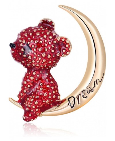 Safety Pins and Brooches Bear Sitting On Moon Brooches for Women Rhinestone Pet Animal Party Office Brooch Pin $9.89 Brooches...
