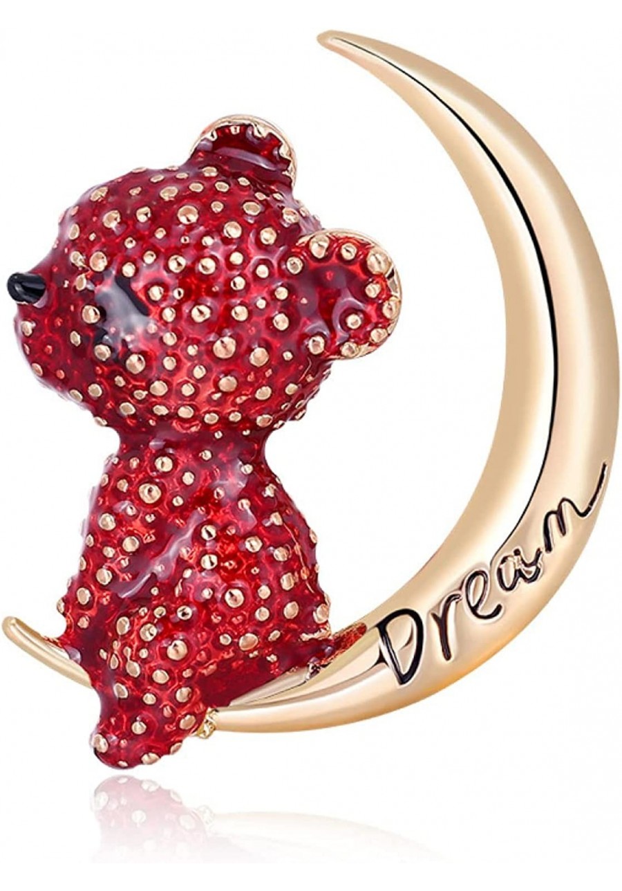 Safety Pins and Brooches Bear Sitting On Moon Brooches for Women Rhinestone Pet Animal Party Office Brooch Pin $9.89 Brooches...