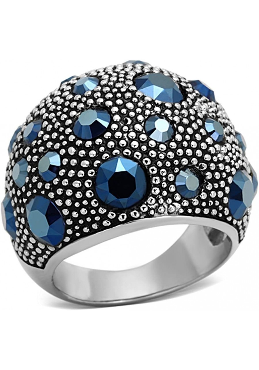 Women's Fashion Jewelry Ring Premium Grade Stainless Steel Blue Top Grade Crystal $12.74 Statement