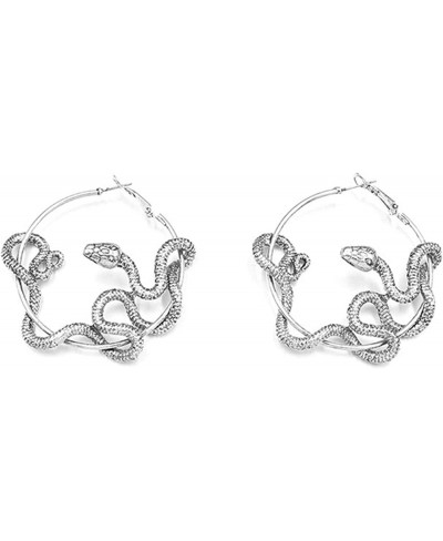 Snake Earrings Gothic Serpent Hoop Earrings Retro Serpent Circle Dangle Earrings Vintage Snake Serpent Earrings Drop Golden/S...