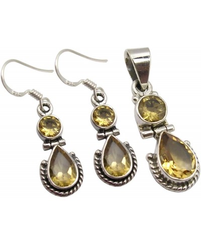 Yellow Designer Jewellery Set Real CITRINE Earrings Pendant 925 Sterling Silver $33.29 Jewelry Sets