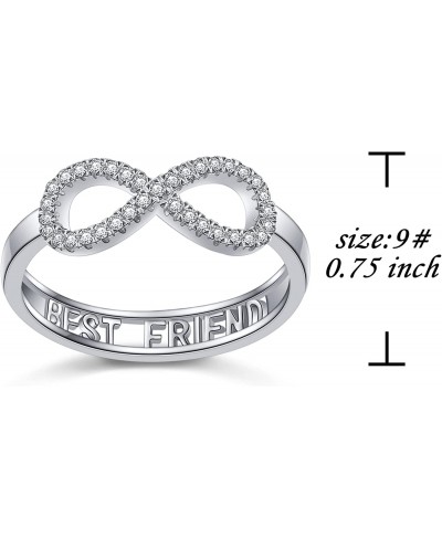 S925 Sterling Silver Best Friend Infinity Ring Adjustable Friendship Jewelry Birthday Gifts for Women Adults Teens $18.07 Sta...