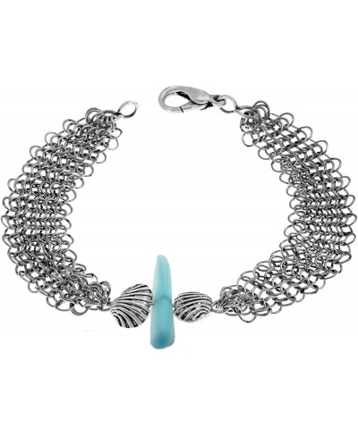 Asymmetrical Aqua Sea Glass and Mesh Bracelet $39.29 Link