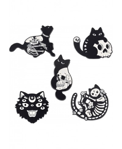 Cartoon Black Cat Enamel Pins Set Gothic Skull Enamel Brooch Pins Badges for Backpacks Mysterious Magic Magic Animal Badge Pi...
