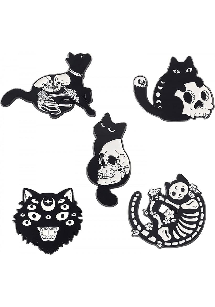 Cartoon Black Cat Enamel Pins Set Gothic Skull Enamel Brooch Pins Badges for Backpacks Mysterious Magic Magic Animal Badge Pi...