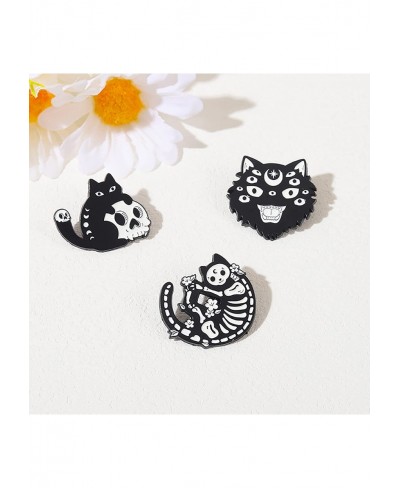 Cartoon Black Cat Enamel Pins Set Gothic Skull Enamel Brooch Pins Badges for Backpacks Mysterious Magic Magic Animal Badge Pi...