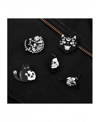 Cartoon Black Cat Enamel Pins Set Gothic Skull Enamel Brooch Pins Badges for Backpacks Mysterious Magic Magic Animal Badge Pi...