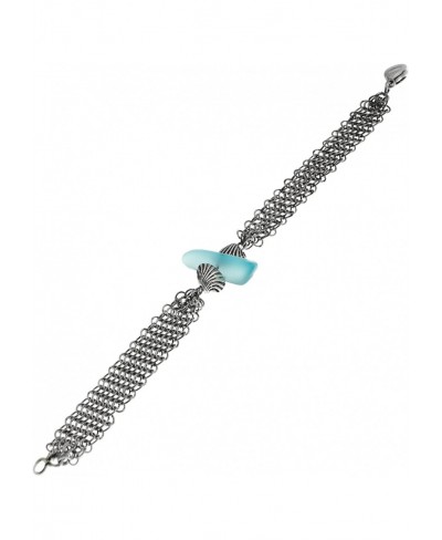 Asymmetrical Aqua Sea Glass and Mesh Bracelet $39.29 Link