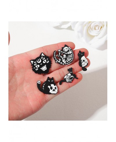 Cartoon Black Cat Enamel Pins Set Gothic Skull Enamel Brooch Pins Badges for Backpacks Mysterious Magic Magic Animal Badge Pi...