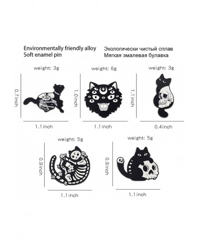 Cartoon Black Cat Enamel Pins Set Gothic Skull Enamel Brooch Pins Badges for Backpacks Mysterious Magic Magic Animal Badge Pi...