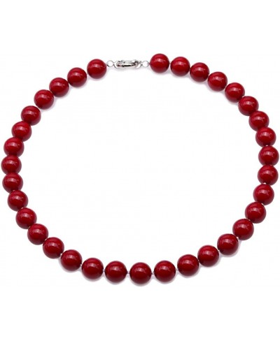 Red Shell Pearl Necklace 12mm Round South Sea Shell Beads Jewelry for Women 18 $23.20 Strands