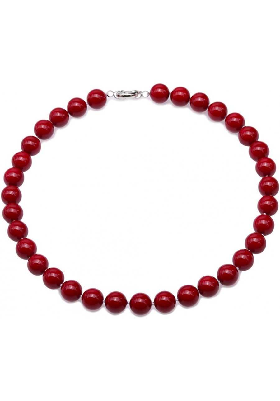 Red Shell Pearl Necklace 12mm Round South Sea Shell Beads Jewelry for Women 18 $23.20 Strands