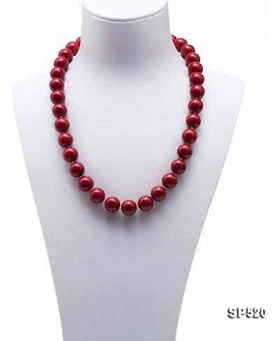 Red Shell Pearl Necklace 12mm Round South Sea Shell Beads Jewelry for Women 18 $23.20 Strands